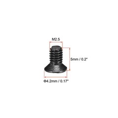 M2.5 x 5mm Phillips Flat Head Screws Carbon Steel Machine Screws Black 500pcs