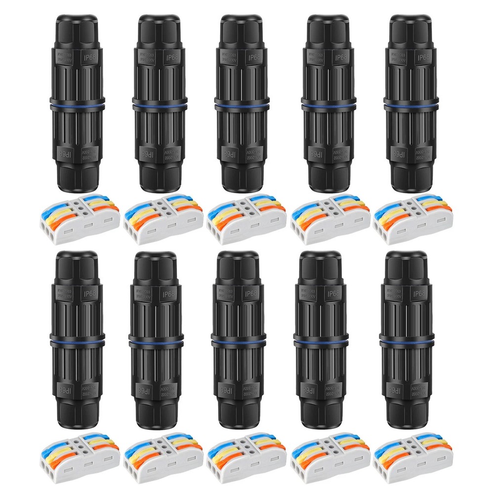 10PCS IP68 Junction Box Outdoor Waterproof 3 Pin Electrical Cable Connectors Kit