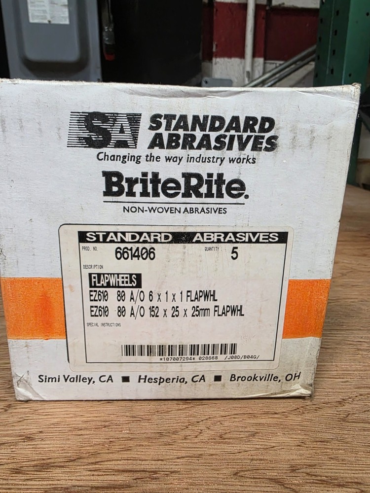STANDARD ABRASIVES/Brite Rite 661406 Sanding wheels, 6x1x1 80 grit, NOS OB