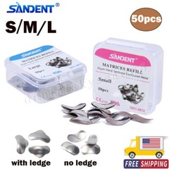 50Pcs Dental Matrices Bands Sectional Contoured Metal Matrix bands S/M/L