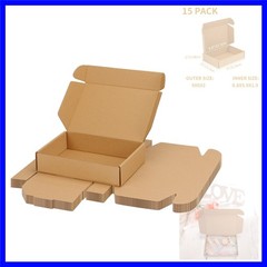 9x6x2 Inch Shipping Boxes 15 Pack Brown, Tab Lock Tuck Top Mailer Boxes for P…