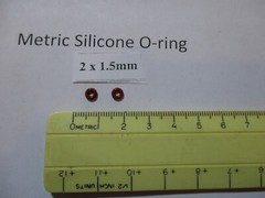 2mm ID x 5mm OD x 1.5mm thick SILICONE O-ring. Quan 2.