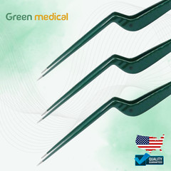 SET OF 3 Non-Stick Bipolar Forceps Us Connector 2 pin, 22cm TIP 0.5mm,1MM,1.5MM