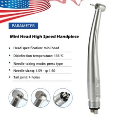 Mini Head Dental High Speed Handpiece One Water Spray Air Turbine M4 4Hole