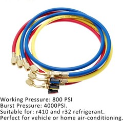 Manguera de carga de refrigerante con válvulas de bola para R410A, R134A, R12…