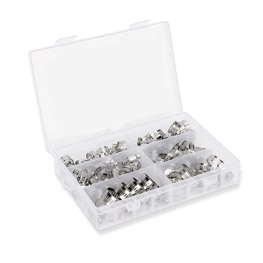 101/130pcs Adjustable Hose Clamps Worm Gear Stainless Steel Clamp Assortment set