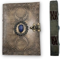 Handmade Coffee Leather Journal with Stone–5×7 Diary,200Pages|B1G1 Combo Set