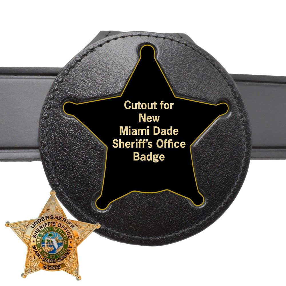 Perfect Fit Miami Dade Sheriff New 5 Point Star Belt Clip Badge Holder w Chain
