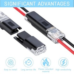 100pcs Double Wire Plug Connectors with Locking Buckle, Quick-Clip Fasteners for