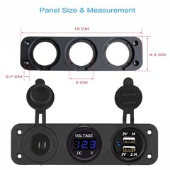 12V 3 Gang Waterproof Car Battery Meter Voltmeter LED Digital Display Voltage