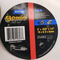 NORTON 66243510627 CutOff Wheel,GeminiFreeCut,3″x.035″x1/4″ 5A921, Box Of 25