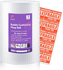 1 Roll 12″ X 36′ Perforated Nylon Bubble Packing Wrap for Moving Boxes Shipping