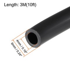 4mm ID 6mm OD 10ft Fuel Line Hose for Fuel System Lubricant Hose Rubber Black