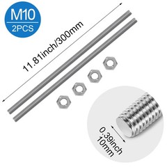 2 PCS M101.5mm Pitch Fully All Threaded Rod 300mm 11.8 Inch 304 Stainless