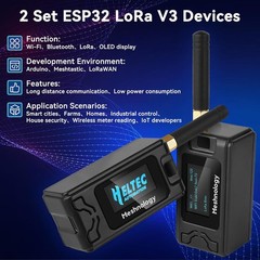 2 Sets Meshtastic LoRa V3 ESP32 Board Heltec V3 + 915MHz Antenna + Case+ Battery