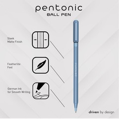 Pentonic Blue Ballpoint Pens 10 Count 0.7mm Fine Point Frosted Barrel