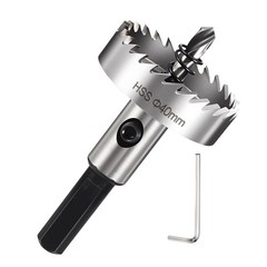 1-47/64″(44mm) Hole Saw Kit – Good for Medium-Hard Metal PVC Boards – Silver