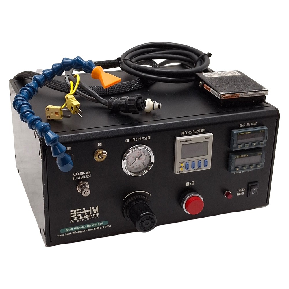 Beahm 220-B Thermal Die Bonder, 200-500°F, 100-125PSI, 1-9999sec Timer, 120VAC