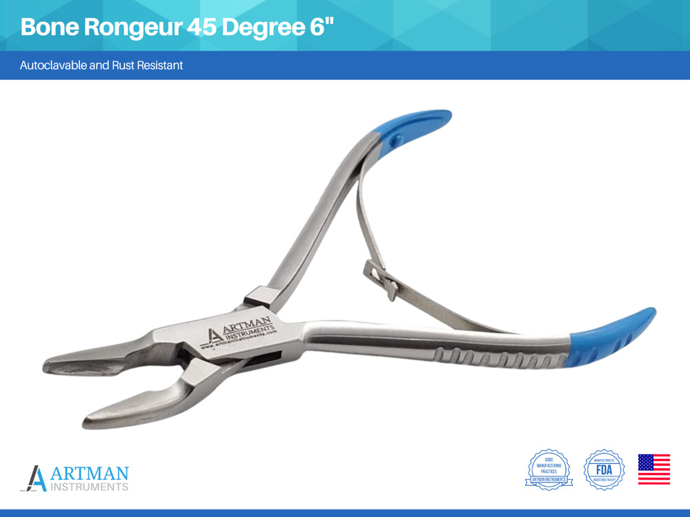Bone Rongeur 45 Degree 6 Inch Surgical Dental Instruments ARTMAN