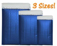 Midnight Metallic Blue Bubble Mailers 8×12, 6×10, 4×8, Assorted Shipping Pack