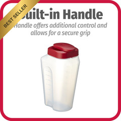 GoodCook 1 Quart Bottle with Snap Lock Easy-Pour 32 Ounces, Clear and Red