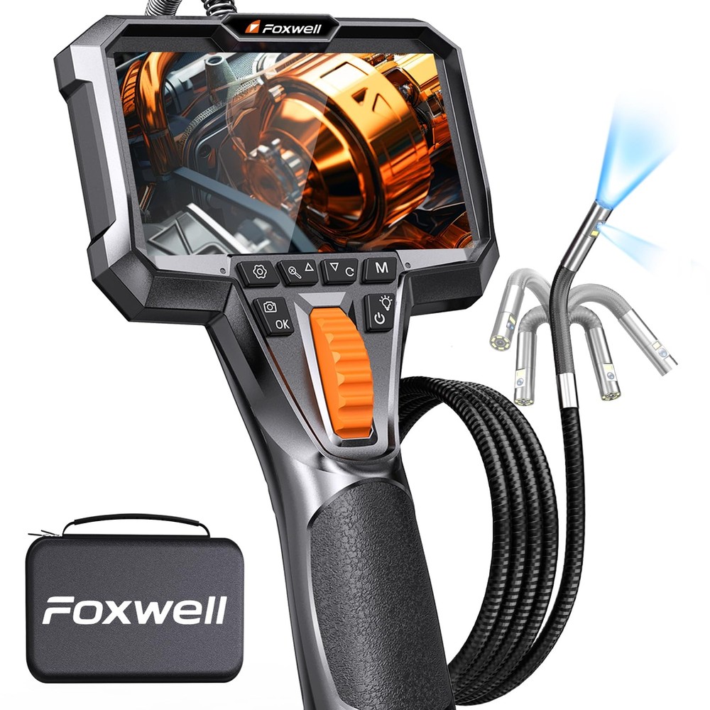 FOXWELL Dual Lens Borescope 1080P HD Endoscope Waterproof 5.3FT Snake Camera