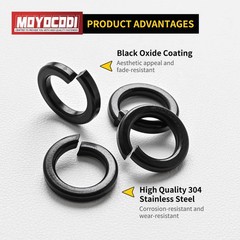 5/16” (100 Pack) Split Lock Washer, Black Oxide (18-8) 304 Stainless Steel S…