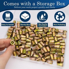 1/4 Rivet Nut, 115Pcs Carbon Steel Zinc Rivet Nuts 1/4-20, 1/4 20 Threaded In…