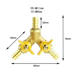 Y Shaped 3/8″ ID Hose Barb Type 3 Way Brass Shut Off Ball Valve Fitting E4