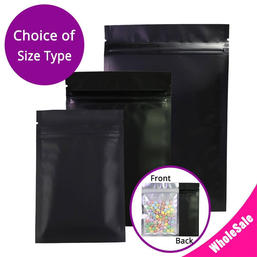 Assorted Size Frosted Clear Front Matte Black Back Foil Mylar Zip Lock Bag B01