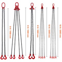 VEVOR Chain Sling 5/16″,3/8″,1/4″ G80 Lifting Chain 5′,10′ w/ Grab Hooks