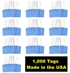 1000 pcs 4 3/4″ x 2 3/8″ Size 5 Blue Cardstock Hang Tag Tags with Wire 13 Pt