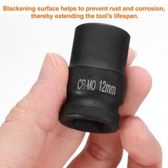 4 Point Square Socket 1/2″ Drive 12mm Metric CR-MO Square Impact Wheel Socket