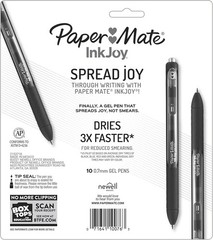 InkJoy Black Gel Pens – 10 Count, 0.7mm Medium Point, Comfort Grip, Fast Dry