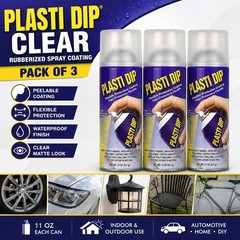Plasti Dip Clear Rubberized Spray Coating 11 oz Aerosol Cans – Pack of 3