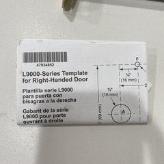 L9000-Series Template for Right-Handed Door