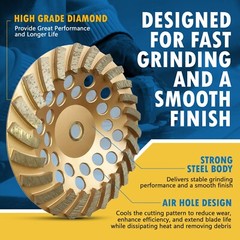 Concrete or Masonry Diamond Grinding Cup Wheels, 7/8″-5/8″ Non Threaded Arbor