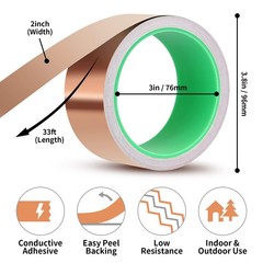 Kirecoo Copper Tape, Copper Foil Tape 2inch X 33 FT with Conductive Adhesive …