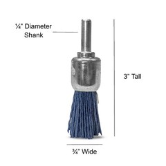 3/4″ Nylon End Brush 1/4″ Shank Medium Fine Coarse 3 Pack Blue Drill Brush