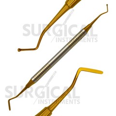 3 Pcs Dental Composite Filling Instrument Ball Tip Burnisher Flat Spatula Gold