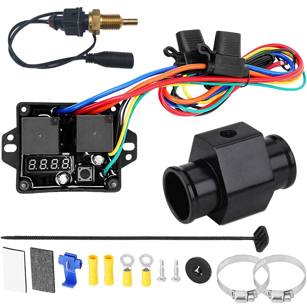 DIGITAL ADJUSTABLE ELECTRIC FAN 1/8 INCH NPT THERMOSTAT TEMP SWITCH HOSE FITTING