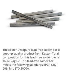 1.65 Pounds KESTER Sn96.3 Ag3.7 Tin Silver Solder Bar Lead Free J-STD-006C