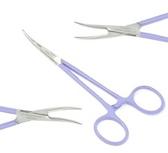 Premium Kelly Hemostat Forceps 5.5″ Curved “Fine” Locking Handle “Purple” Color