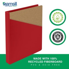 Samsill 0.5 Inch 3 Ring Binder, Economy Round Ring, Clear View 4-Pack, Red