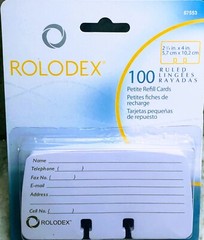 Ship N 24 Hours. New-Rolodex Petite Refill Card:100 Pack. 2 1/4 in. X 4 in.