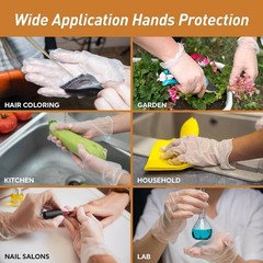 Disposable Clear Vinyl Gloves, Medium Pack of 100, Ideal for Cleaning and More