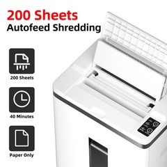 QUIETLEMON 200-Sheet Auto Feed Paper Shredder P-5 Micro Cut Office Home New