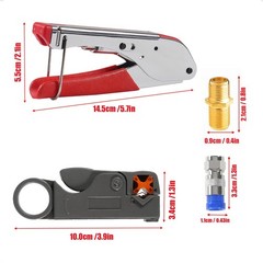 Coax Cable Crimper Tool Kit Coaxial Compression Tool Fitting Wire Stripper wi…