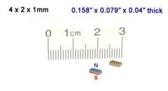 4 x 2 x 1mm thick, N52, Rare Earth, Neodymium Block Magnets – Pack of 50