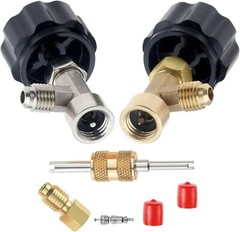 Refrigerant Can Tap R134A Self‑Sealing & Puncture Valve +Tank Adapter Kit Bla